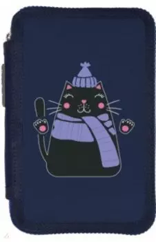 Пенал CAT, на молнии, синий, 3 отделения
