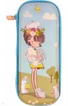 Пенал Девочка и кролики, 1 отделение, на молнии