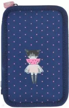Пенал GIRL, на молнии, синий, 1 отделение