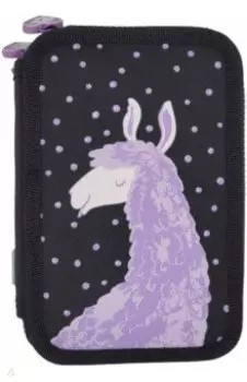 Пенал Лама, на молнии, черный, 3 отделения