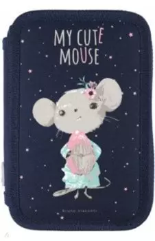Пенал Мышонок, на молнии, синий, 2 отделения