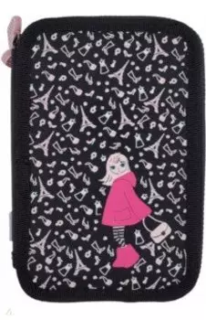 Пенал Настроение, на молнии, черный, 2 отделения