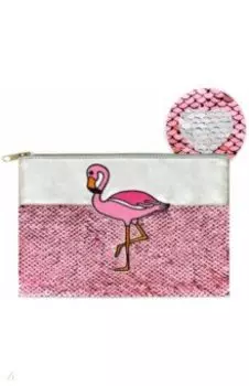 Пенал школьный Фламинго, с пайетками