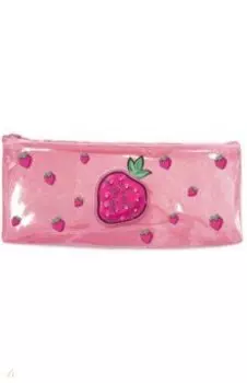 Пенал школьный "Клубника", одно отделение, 21,5х9х3 см. (54004)