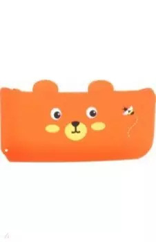 Пенал школьный. МЕДВЕДЬ ОРАНЖЕВЫЙ, силикон (46151)