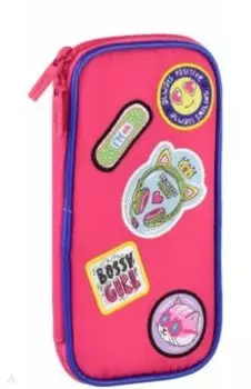 Пенал школьный Нашивки, розовый