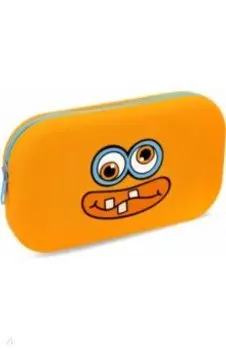 Пенал школьный "Оранжевый монстр" (одно отделение, без наполнения, силикон)