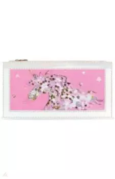 Пенал школьный "Розовый единорог", с пайетками (одно отделение, без наполнения)