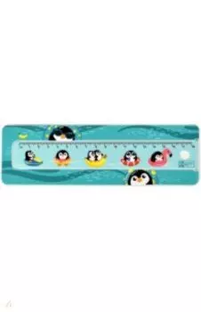 Пенал школьный с линейкой Пингвины, пластиковый