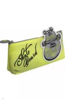 Пенал школьный "Скейтборд на зеленом" (1 отделение, без наполнения, ткань) (46323)