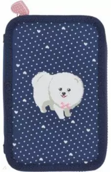 Пенал Шпиц, на молнии, синий, 1 отделение