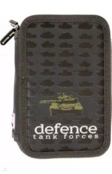 Пенал Танчики, на молнии серый, 2 отделения