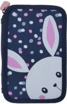 Пенал Ушастик, на молнии, синий, 3 отделения