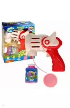 Пистолет с мыльными пузырями, на батарейках, красный с крылышками