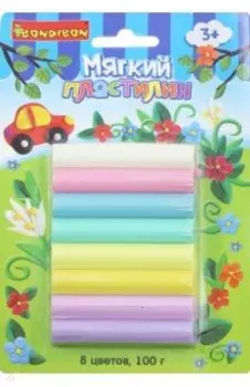 Пластилин, 8 цветов, пастельные цвета