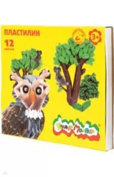 Пластилин для детского творчества, со стеком. 12 цветов, 180 г. (ПКМ12)