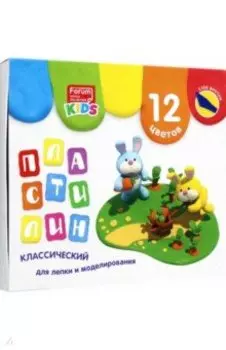 Пластилин со стеком Kids, 12 цветов