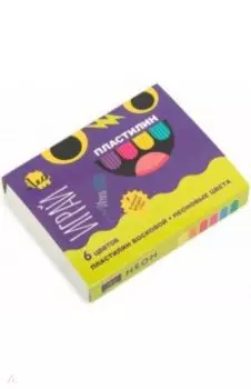 Пластилин восковой Играй, 6 неоновых цветов