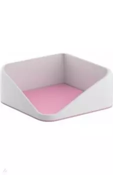 Подставка для бумажного блока, белая с розовым
