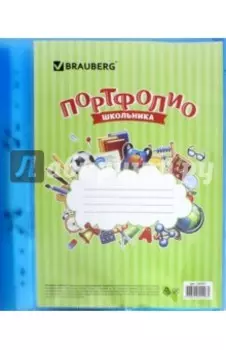 Портфолио ШКОЛЬНИКА 2 кольца, 20 вкладышей, синяя (126557)