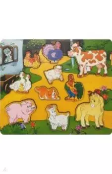 Рамка-вкладыш Кто живет на ферме? 11 деталей