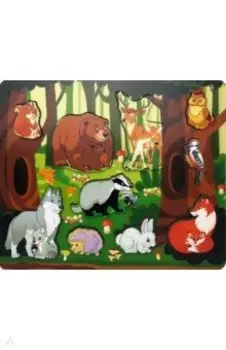 Рамка-вкладыш Кто живет в лесу? 10 деталей