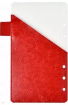 Разделитель для ежедневника, А6, пластик + карман, красный