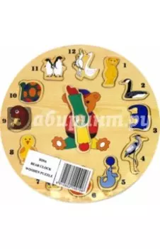 Развивающая деревянная игра Часы-звери