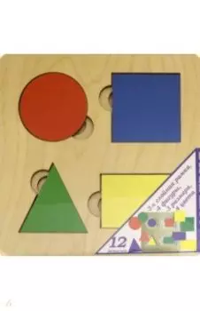 Развивающая доска "Больше-меньше. Геометрия", дерево (7909)