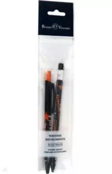 Ручка шариковая автоматическая HappyClick, синяя и карандаш механический FunGraphix. Private, HB