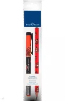 Ручка шариковая FreshWrite, синяя и карандаш чернографитный HappyGraphix Jumbo. Гранат, 4B