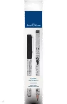 Ручка шариковая PrimeWrite, синяя и карандаш чернографитный HappyGraphix Jumbo. Газета-4, 4B