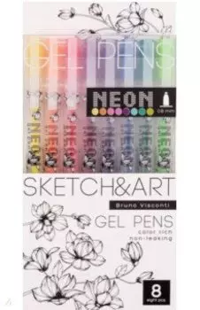 Ручки гелевые Sketch&Art UniWrite. Neon, 8 цветов