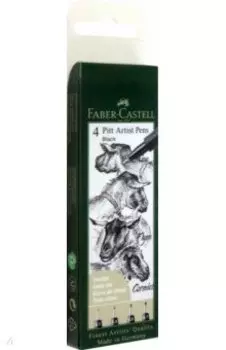 Ручки капиллярные Pitt Artist, чернные, 4 штуки