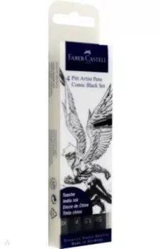 Ручки капиллярные Pitt Artist, черные, 4 штуки