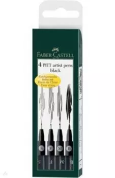 Ручки капиллярные Pitt Artist, черные, 4 штуки