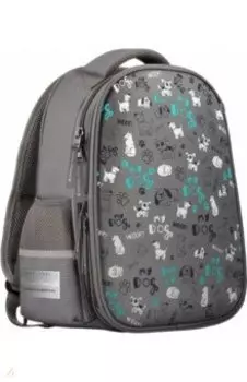 Рюкзак-капсула Щенки, серый с эргономичной спинкой