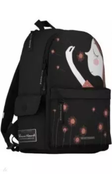 Рюкзак молодежный, черный, ДЕВОЧКА И ОДУВАНЧИК
