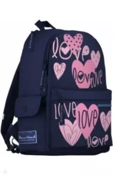 Рюкзак молодежный СЕРДЕЧКИ. ЭМОЦИИ, синий