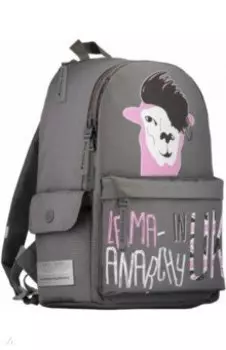 Рюкзак молодежный, серый, МОДНАЯ ЛАМА
