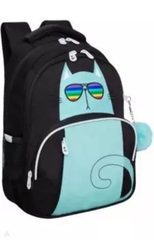 Рюкзак школьный, черный-мятный