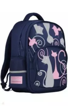 Рюкзак синий, с эргономичной спинкой, КОШКИ.РОМАНТИКА