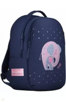 Рюкзак синий, с эргономичной спинкой, суперлегкий, СЛОНИК