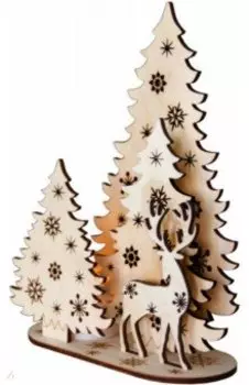 Сборная модель Олень среди елей, с подсветкой