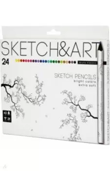 Скетч карандаши цветные Sketch&Art, 24 цвета, утолщенные