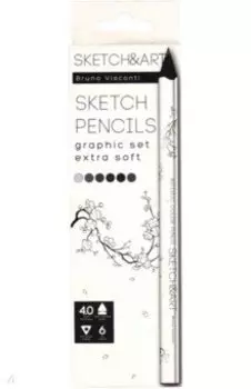 Скетч карандаши Sketch&Art. Графика, утолщенные, 6 цветов