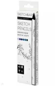 Скетч карандаши Sketch&Art. Морской пейзаж, утолщенные, 6 цветов