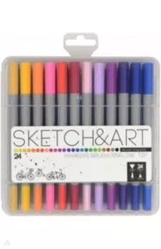 Скетч маркеры Sketch&Art, двусторонние, 24 цвета