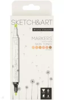 Скетч маркеры Sketch&Art. Портрет, двусторонние, 6 цветов