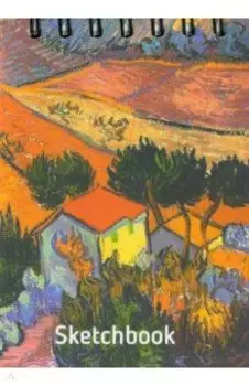 Скетчбук, 100 листов, А6 "Ван Гог. Пейзаж с домом и пахарем"
